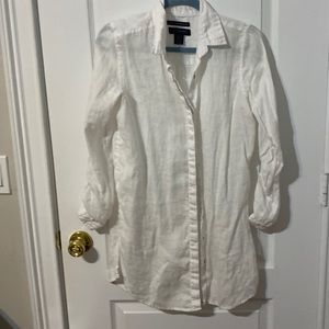 Tahari white Linen Blouce sz s